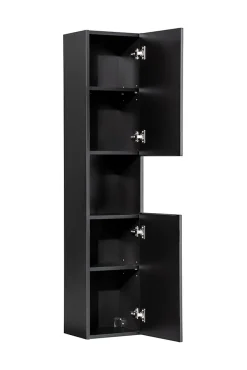 Colonne De Salle De Bains|Furnidea Meuble colonne de salle de bain à suspendre NOVA NOIR 30 X 140 cm