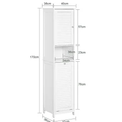 Colonne De Salle De Bains|Meuble De Salle De Bains Faible Profondeur|Sobuy Meuble Colonne de Salle de Bain avec 1 Porte, 1 Tiroir, 1 Panier à Linge, BZR124-W,