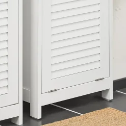 Colonne De Salle De Bains|Meuble De Salle De Bains Faible Profondeur|Sobuy Meuble Colonne de Salle de Bain avec 1 Porte, 1 Tiroir, 1 Panier à Linge, BZR124-W,