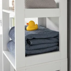 Sobuy Meuble Colonne de Salle de Bain Armoire Haute étagère avec 6 étagères, BZR14-W,