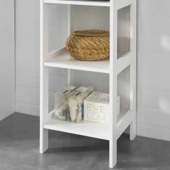 Sobuy Meuble Colonne de Salle de Bain Armoire Haute étagère avec 6 étagères, BZR14-W,