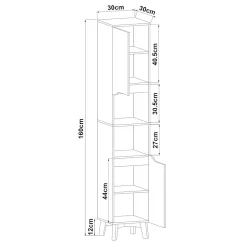[En.Casa] Meuble colonne de salle de bain Overath 160 x 30 x 30 cm gris en.casa
