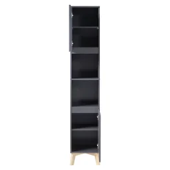 [En.Casa] Meuble colonne de salle de bain Overath 160 x 30 x 30 cm gris en.casa