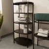 Homesight Meuble colonne de salle de bains 5 niveaux en métal noir mat l.55 x H.116 x P.37,5 cm, Pao