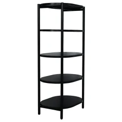 Homesight Meuble colonne de salle de bains 5 niveaux en métal noir mat l.55 x H.116 x P.37,5 cm, Pao