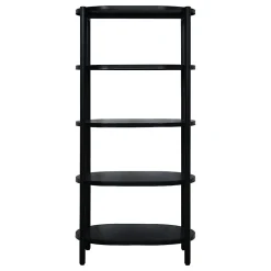Homesight Meuble colonne de salle de bains 5 niveaux en métal noir mat l.55 x H.116 x P.37,5 cm, Pao