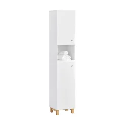 Sobuy Meuble Colonne de Salle de Bain avec 6 Compartiments de Rangement, BZR91-W,