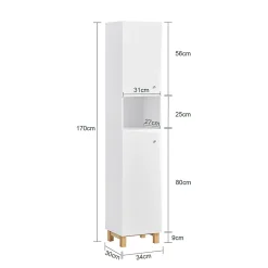 Sobuy Meuble Colonne de Salle de Bain avec 6 Compartiments de Rangement, BZR91-W,