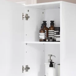 Sobuy Meuble Colonne de Salle de Bain avec 6 Compartiments de Rangement, BZR91-W,