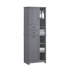 Sobuy Meuble Colonne de Salle de Bain avec 6 étagères et 1 Panier à Linge , BZR104-DG,