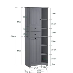 Sobuy Meuble Colonne de Salle de Bain avec 6 étagères et 1 Panier à Linge , BZR104-DG,
