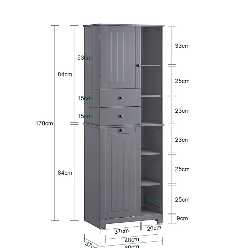 Sobuy Meuble Colonne de Salle de Bain avec 6 étagères et 1 Panier à Linge , BZR104-DG,