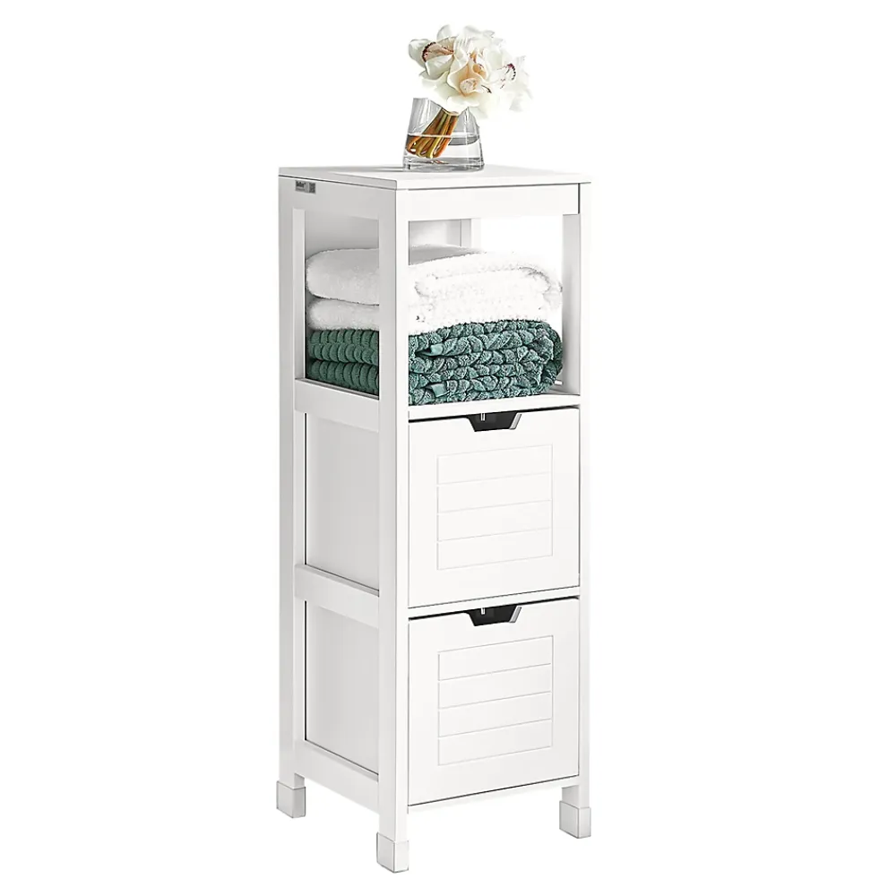 Meuble De Salle De Bains Faible Profondeur|Sobuy Meuble Colonne Meuble Bas de Salle de Bain 1 étage et 2 tiroirs FRG127-W,