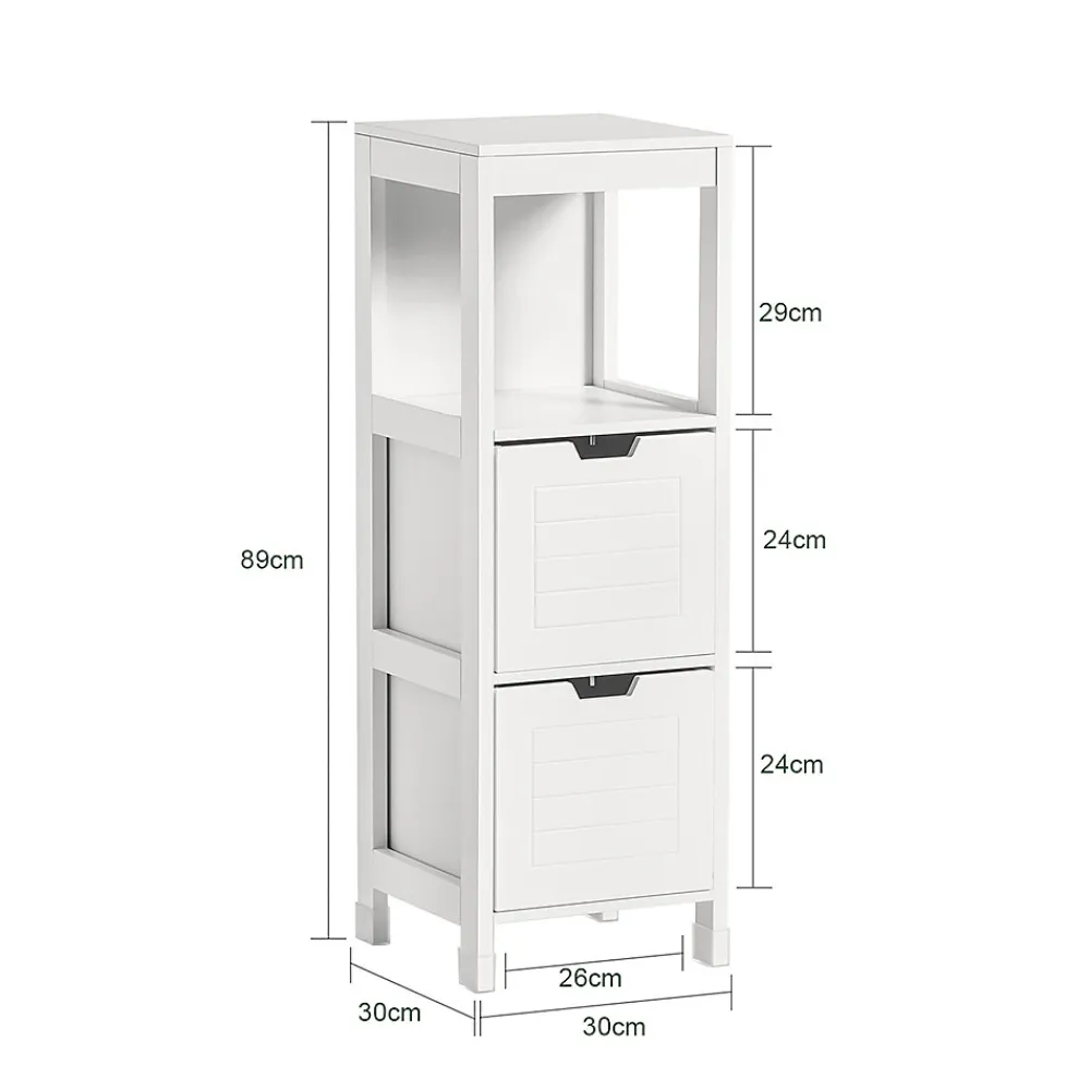 Meuble De Salle De Bains Faible Profondeur|Sobuy Meuble Colonne Meuble Bas de Salle de Bain 1 étage et 2 tiroirs FRG127-W,