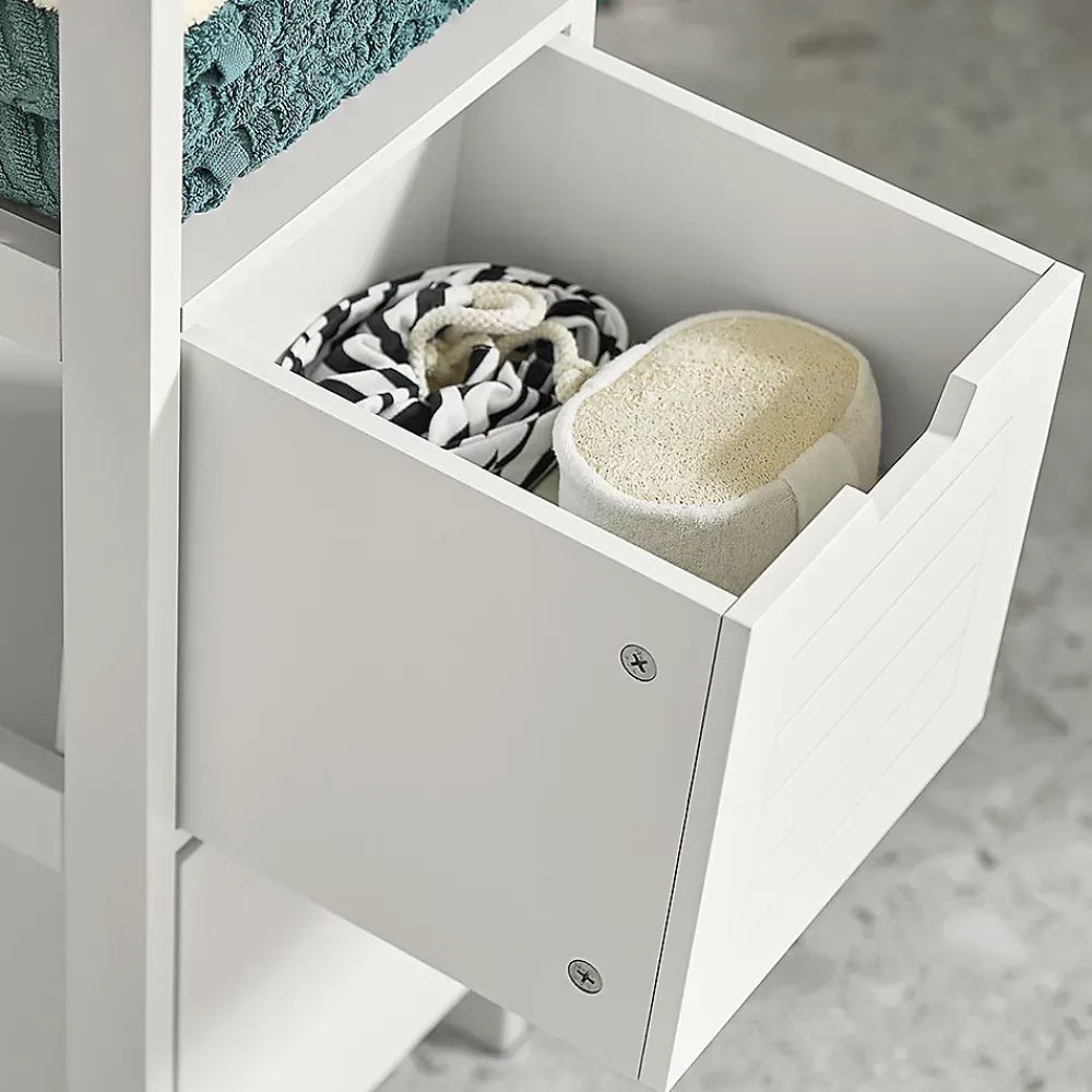 Meuble De Salle De Bains Faible Profondeur|Sobuy Meuble Colonne Meuble Bas de Salle de Bain 1 étage et 2 tiroirs FRG127-W,