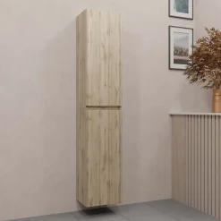 Colonne De Salle De Bains|Aurlane Meuble colonne pour salle de bains 2 portes finition chêne Naturel - 30x25x150 - TIMBER