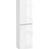kleankin Meuble colonne rangement salle de bain style contemporain façade laquée 2 portes étagères blanc