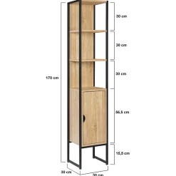 Armoire De Salle De Bains|IDMarket Meuble colonne salle de bain DETROIT 1 porte design industriel