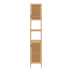 Armoire De Salle De Bains|IDMarket Meuble colonne salle de bain bambou BEA 2 portes