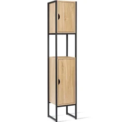 IDMarket Meuble colonne salle de bain DETROIT 2 portes design industriel