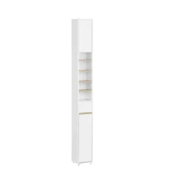 Sobuy Meuble Colonne Salle de Bain, 1 Tiroir, 2 Portes, Étagères Réglables BZR34-WN
