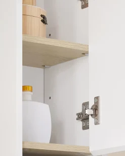 Sobuy Meuble Colonne Salle de Bain, 1 Tiroir, 2 Portes, Étagères Réglables BZR34-WN