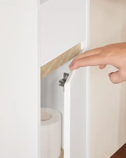 Sobuy Meuble Colonne Salle de Bain, 1 Tiroir, 2 Portes, Étagères Réglables BZR34-WN