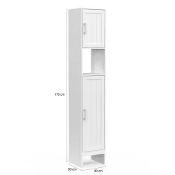 IDMarket Meuble colonne salle de bain WALDO 2 portes blanc