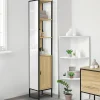 Meuble De Salle De Bains Faible Profondeur|Armoire De Salle De Bains|IDMarket Meuble colonne salle de bain DETROIT 1 porte avec miroir et étagères design industriel