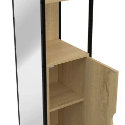 Meuble De Salle De Bains Faible Profondeur|Armoire De Salle De Bains|IDMarket Meuble colonne salle de bain DETROIT 1 porte avec miroir et étagères design industriel
