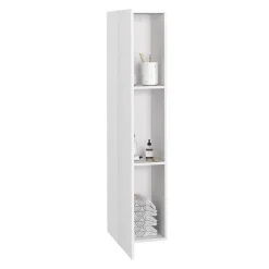 IDMarket Meuble colonne salle de bain suspendu blanc LILA