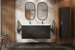 Colonne De Salle De Bains|Furnidea Meuble colonne suspendu de salle de bain ADEL NOIR 35 x 140 cm