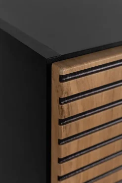 Furnidea Meuble colonne suspendu de salle de bain AURA LOFT noir et chêne 35/136 cm