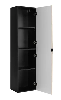Furnidea Meuble colonne suspendu de salle de bain AURA LOFT noir et chêne 35/136 cm