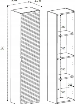 Colonne De Salle De Bains|Furnidea Meuble colonne suspendu de salle de bain FLOW noir 35 x 136 cm
