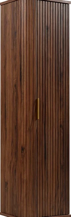 Furnidea Meuble colonne suspendu de salle de bain GLAMOUR coloris noyer foncé 35 x 139 cm