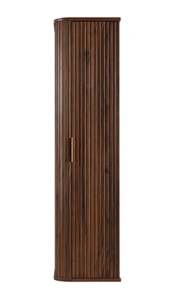 Furnidea Meuble colonne suspendu de salle de bain GLAMOUR coloris noyer foncé 35 x 139 cm