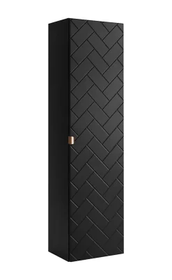 Furnidea Meuble colonne suspendu de salle de bain MADIS NOIR 35 X 136 cm G