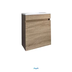 Lave-Mains|Dileci Meuble compact lave-mains effet bois avec vasque intégrée -