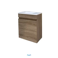 Lave-Mains|Dileci Meuble compact lave-mains effet bois avec vasque intégrée -