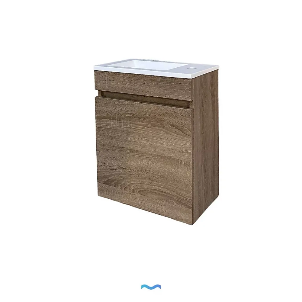 Lave-Mains|Dileci Meuble compact lave-mains effet bois avec vasque intégrée -