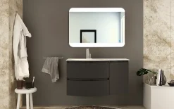Meuble Sous-Vasque| Meuble complément sous vasque graphite mat Vague 34 cm version droite