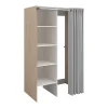 Meuble Buanderie|Vente-unique Meuble de buanderie avec rideau pour double machine à laver - Naturel clair - L111 x H184 cm - JAZANO