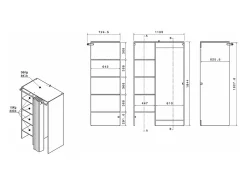 Meuble Buanderie|Vente-unique Meuble de buanderie avec rideau pour double machine à laver - Naturel clair - L111 x H184 cm - JAZANO