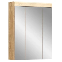 Meublorama Meuble de rangement avec miroir RIDLEY Blanc et chene clair