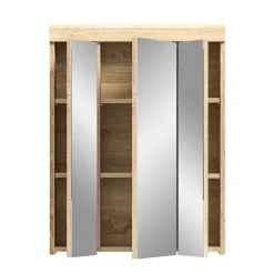 Meublorama Meuble de rangement avec miroir RIDLEY Blanc et chene clair