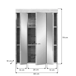 Meublorama Meuble de rangement avec miroir RIDLEY Blanc et chene clair