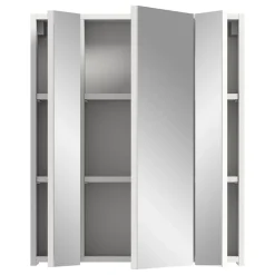 Armoire De Salle De Bains|Meublorama Meuble de rangement avec miroirs Blanc laqué KLEANKIN