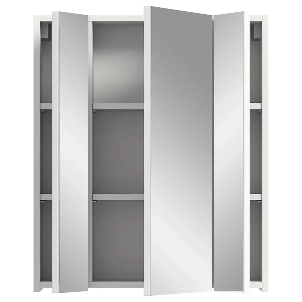 Armoire De Salle De Bains|Meublorama Meuble de rangement avec miroirs Blanc laqué KLEANKIN