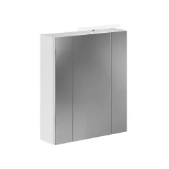 Meublorama Meuble de rangement avec miroirs et LED Blanc laqué KLEANKIN